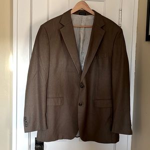 Stafford Blazer Mens 44L Taupe Two 2 Button Long Sleeve Jacket Casual Adult